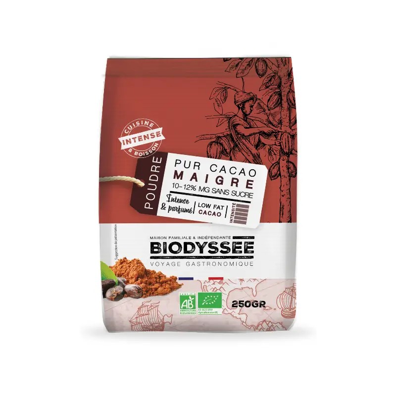 Pur cacao maigre bio Biodyssée 250g Biodyssée  dans votre magasin bio en ligne Etiketbio.eu