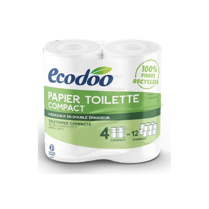 PAPIER TOILETTE COMPACT RECYCLE 4 ROULEAUX Ecodoo  dans votre magasin bio en ligne Etiketbio.eu