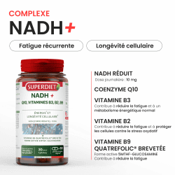 NADH Complexe réduit Q10 60 gélules Super Diet Super Diet  dans votre magasin bio en ligne Etiketbio.eu