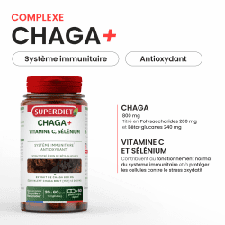 Chaga vitamine C sélénium 60 gélules Super Diet Super Diet  dans votre magasin bio en ligne Etiketbio.eu