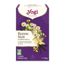 Yogi Tea Bonne Nuit Rooibos Vanille 17 sachets Yogi Tea  dans votre magasin bio en ligne Etiketbio.eu