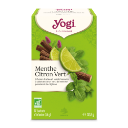 Yogi Tea Menthe citron vert bio, 17 sachets Yogi Tea  dans votre magasin bio en ligne Etiketbio.eu