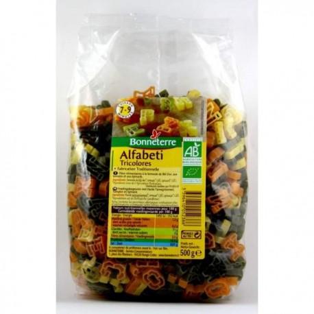Alfabeti tricolores 500g Bonneterre dans votre magasin bio en ligne Etiketbio.eu Alfabeti tricolores 500g Bonneterre dans votre magasin bio en ligne Etiketbio.eu