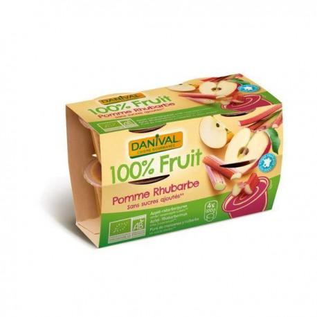 DESSERT DE FRUITS POMME RHUBARBE 100% 4X100G | DANIVAL | Acheter su...