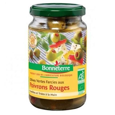 OLIVES VERTES POIVRONS ROUGE 190G | BONNETERRE | Acheter sur Etiket...