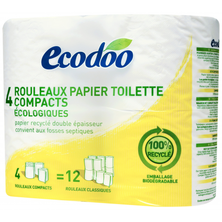 PAPIER TOILETTE COMPACT RECYCLE 4 ROULEAUX | ECODOO | Acheter sur E...
