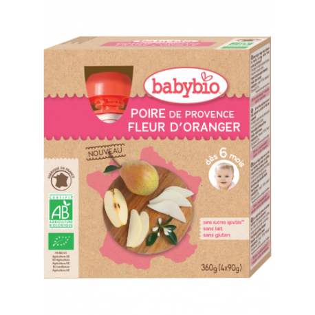 POIRE FLEUR D'ORANGER 4X90G | BABYBIO | Acheter sur EtiketBio.eu