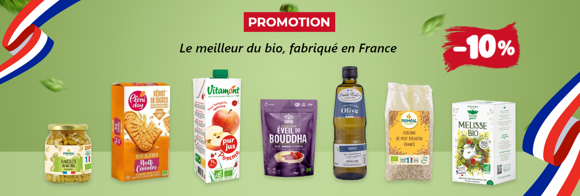 Promotion -10% le meilleur du bio, fabriqué en France