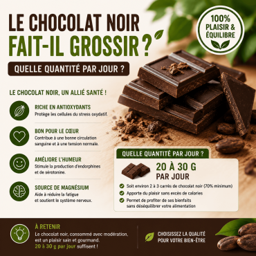 Le chocolat noir fait-il grossir ? Quelle quantité par jour ?