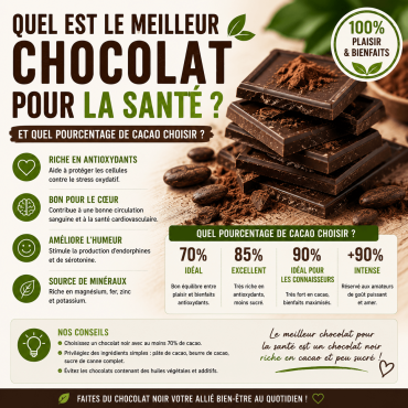 Quel est le meilleur chocolat pour la santé et quel pourcentage de cacao choisir ?