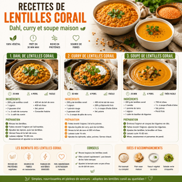 Recettes de lentilles corail : dahl, curry et soupe maison