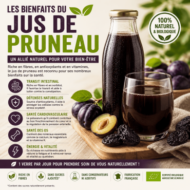 Jus de pruneaux : bienfaits et comment le boire